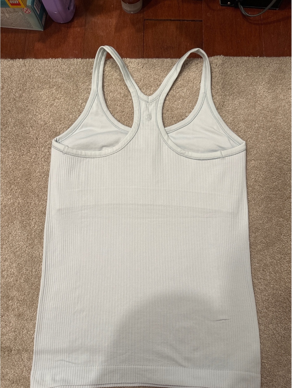 (4)Lululemon Light Blue Ribbed Racerback Tank Top Size 8 - Picture 2 of 4